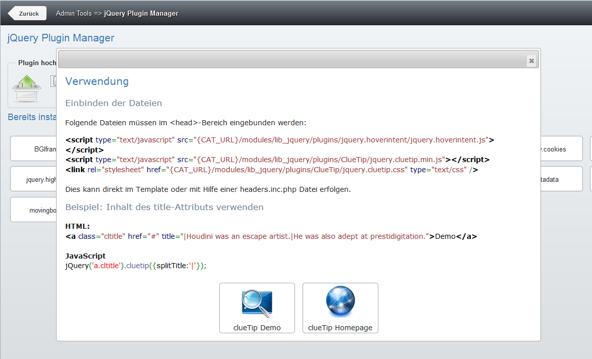 Anzeige der readme-Datei als UI Dialog