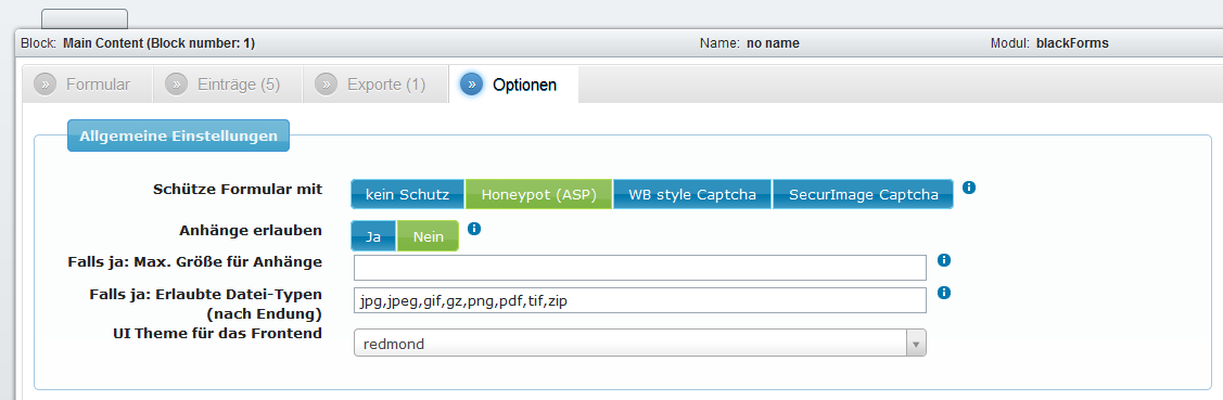 Spamschutz-Optionen