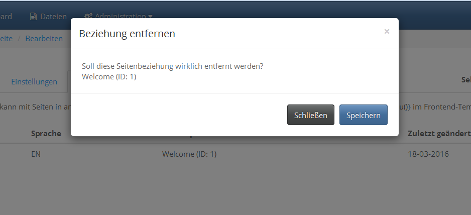 Rückfrage beim Entfernen einer Verknüpfung